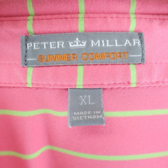 Peter Millar Summer Comfort Golf Polo Shirt Mens XL Pink Green - Picture 6 of 8